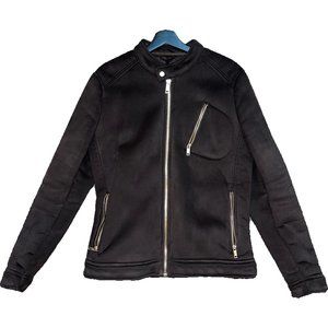 Zara Brown Suede and Wool Winter Jacket